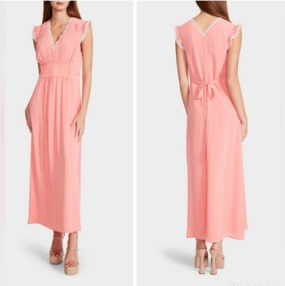Betsey Johnson Boudoir Chiffon Maxi Dress 4 Flamingo Pink Costume *FLAWED*